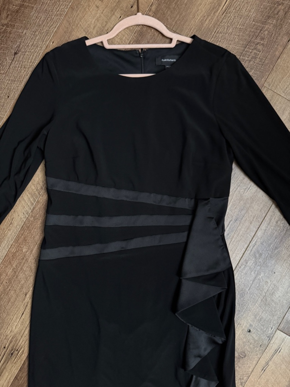 R&M Richards Black Ruffle Sheath Midi Dress - Picture 5 of 13